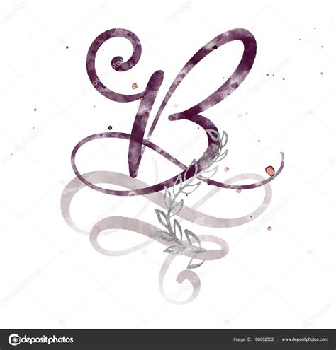 Hand Lettering B Hand Drawn Calligraphy Letter B Watercolor Script