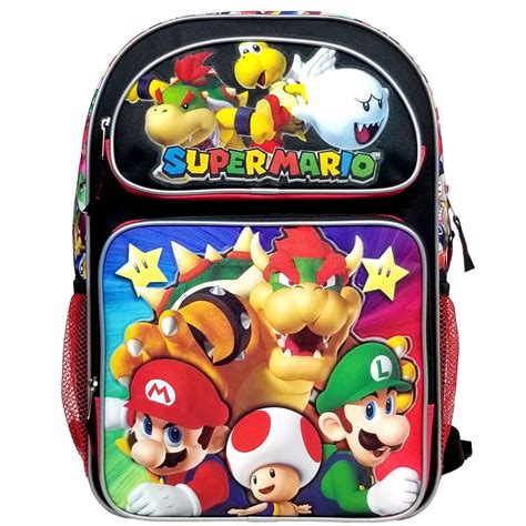 Nintendo Kids Children Large Backpack School Bag 16 Super Mario Bros Bowser Blackred