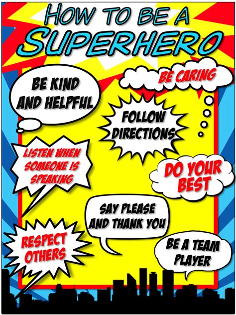 Superhero Rules Poster Superhero Rules Elementary Special Education