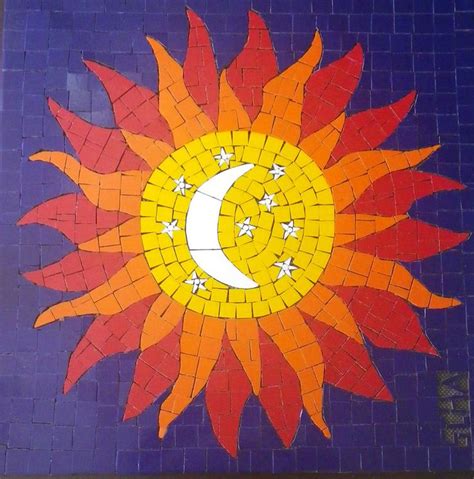 Sol Em Mosaico Sun In Mosaic Mosaic Artwork Mosaic Art Mosaic Wall Art