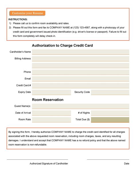 Use this form to pay fees for any form processed at a uscis lockbox. 43 Credit Card Authorization Forms Templates {Ready-to-Use}