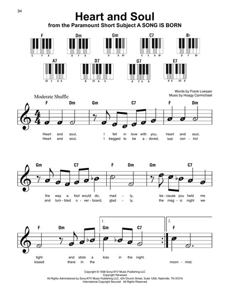 Heart And Soul Sheet Music Hoagy Carmichael Super Easy Piano