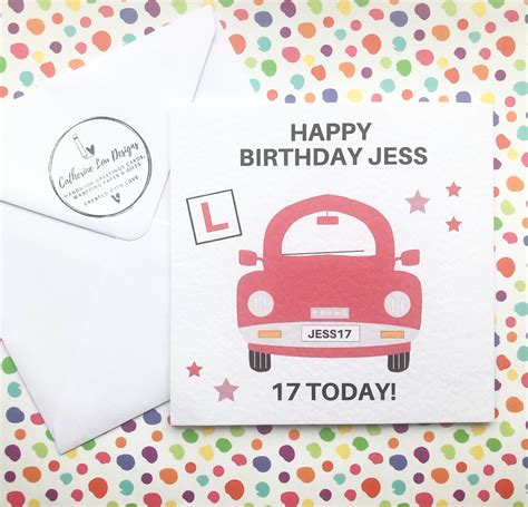 17th Birthday Driving Card L Plate Personalised Card Etsy