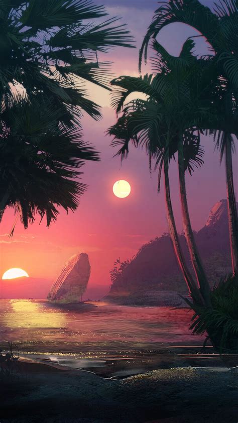 Fantasy Tropical Island Sunset 4k Wallpaper Xfxwallpapers