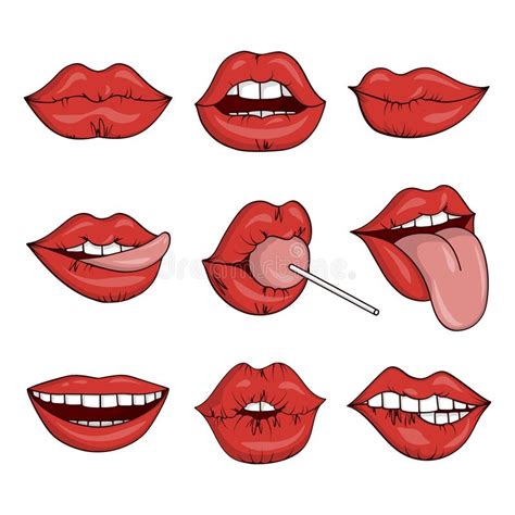 mouth lips woman smile with tongue lick and with lollipop hot female red gloss lipstick