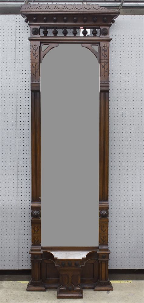 Lot 56 Victorian Walnut Hall Mirror Tall Mirror Framed With Ornately