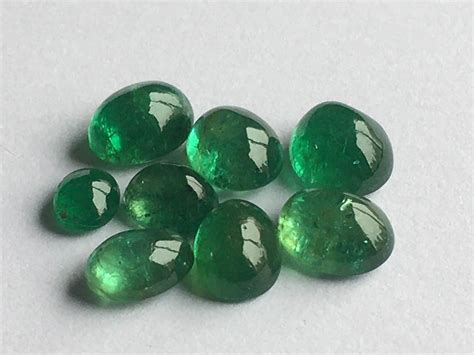 Natural Emerald Gemstones Emerald cabochon 8 pieces lot 19.50 | Etsy