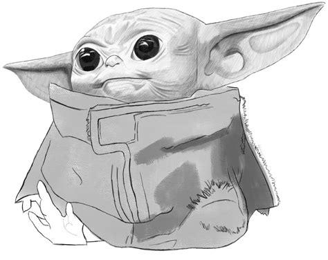 How To Draw Baby Yoda From The Mandalorian Realistic Easy Step By 908