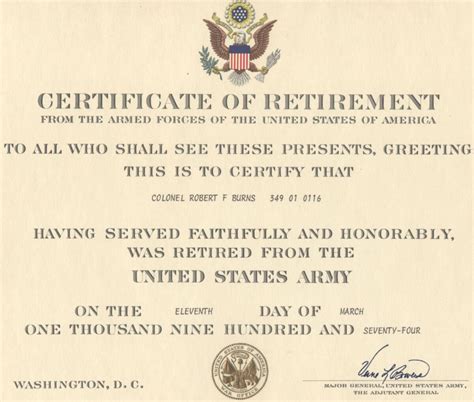 Military Retirement Certificate Template Timesheet For Retirement