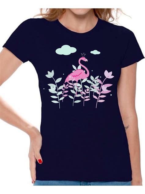 Awkward Styles Foliage Flamingo Womens T Shirt Pink Flamingo Tshirt For