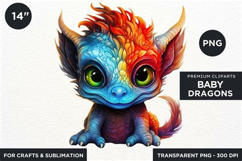 Cute Baby Dragons Clipart Png For Crafts And Sublimation