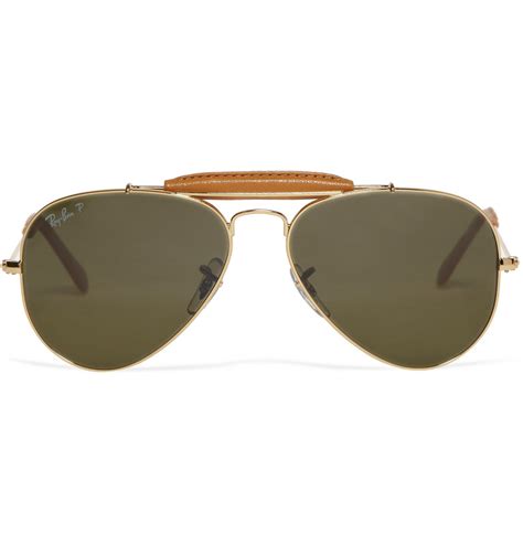 ray ban outdoorsman polarised aviator sunglasses in gold metallic for men lyst