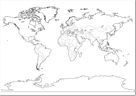 También para pegarlos en una esfera. Mapa político mudo del Mundo blanco y negro Mapa de países del Mundo. Freemap - Mapes interactius