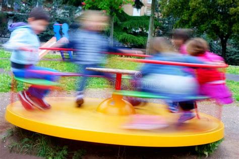 Carousel Colorful Playground Children Fast Stock Image Image Of Force