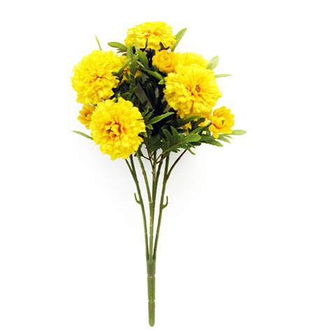 artificial yellow marigold bush yellow decorative plant shelf edge uk
