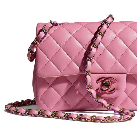 Lambskin And Rainbow Metal Pink Mini Flap Bag Chanel