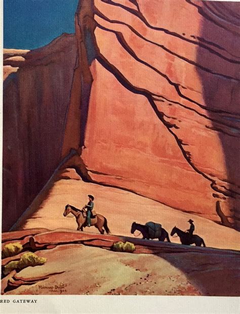 50s Original Wild West Cowboy Print Maynard Dixon Painting Red