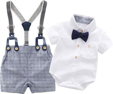 Yfybaby Newborn Baby Boys Gentleman Outfits Suits Infant Short Sleeve