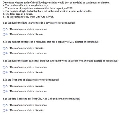 Solved Determine Whether Each Of The Following Variables