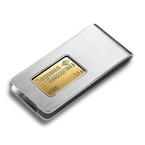 Check spelling or type a new query. Stainless steel money clip with 2.5 g Degussa gold bar