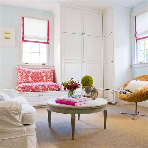 Pink And Blue Living Room Cottage Living Room Bhg