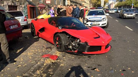 Ferrari Crash Laferrari Crashes Into Row Of Parked Cars In Hungary
