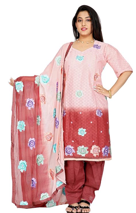 2 Tone Cotton Embroidered Salwar Kameez Plus Size 52 Hijab Galore