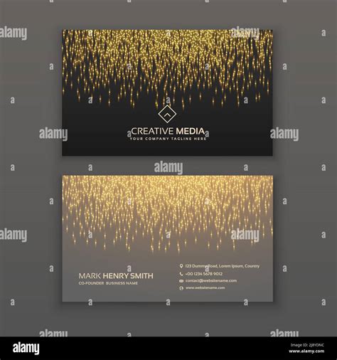 Creative Business Card Design With Golden Glitter Light Effect Stock