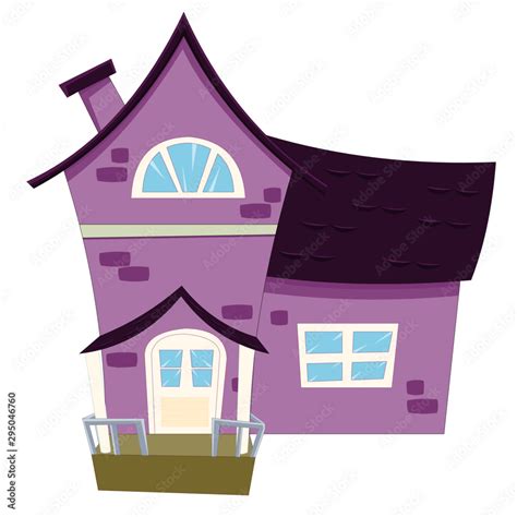 Purple House Front View Cartoon Vector Image Stock Vector Adobe Stock