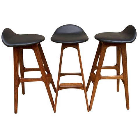 Erik Buch Three Teak And Rosewood Barstools Denmark 1960s At 1stdibs