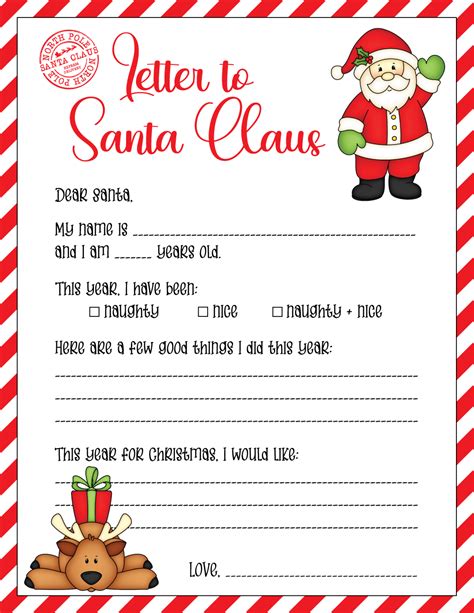 Free Printable Letter To Santa Christmas T List The Party Darling
