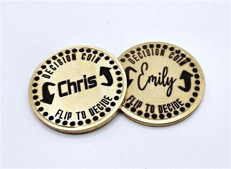 Decision Making Coin T For Couple Coin Flip For Choice Personalized Coin Laser Engraved