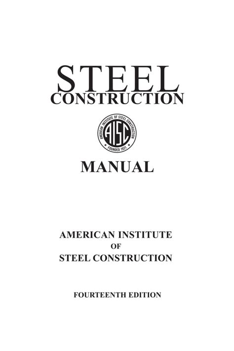 Aisc Steel Construction Manual American Institute Of Steel
