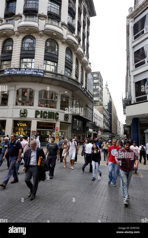 Busy Shopping Area Of Calle Florida Street Downtown Buenos Aires