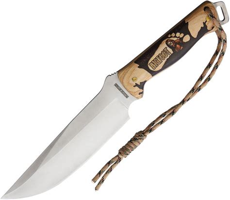 Rough Ryder Big Foot Bowie Wood Stainless Clip Point Fixed Blade Knife