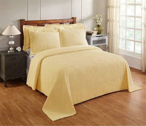 Misc Oversized Yellow Chenille Bedspread Queen 102x110
