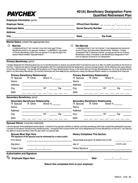 Paychex 401k Beneficiary Form Fill Out And Sign Online Dochub