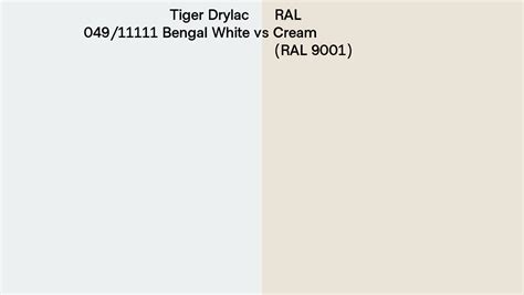 Tiger Drylac 049 11111 Bengal White Vs RAL Cream RAL 9001 Side By