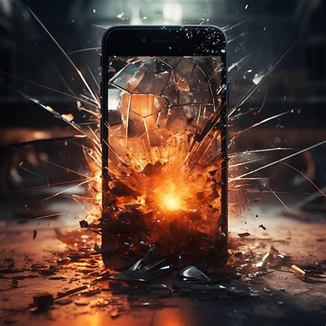 Premium Ai Image A Huge Broken Mobile Phone Screen Shattering