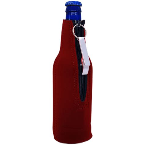 Blank Neoprene Zipper Bottle Coolie With Opener Wholesale Coolies