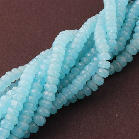 1 Strand Blue Aqua Chalcedony Round Beads Faceted Gemstone Etsy