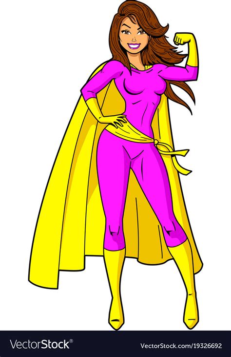 Super Woman Female Superhero Cartoon Clipart Vector Image