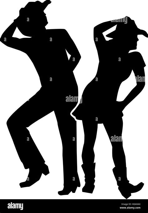 Line Dancing Silhouette Man And Woman Stock Vector Image And Art Alamy