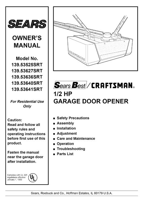 Sears Craftsman Garage Door Opener Instructions Wiring Diagram And Schematics