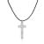 Mens Engraved Silver Cross Leather Necklace Under The Rose