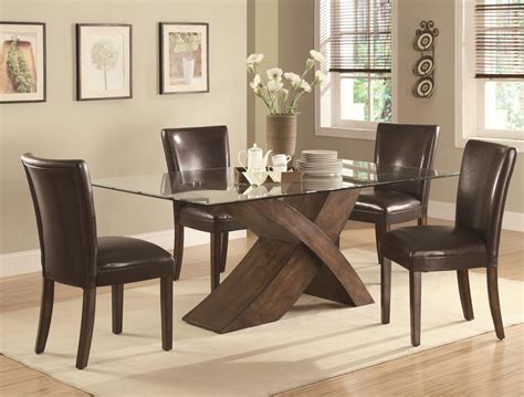 Eleta solid wood dining table this dining room table exudes class, sophistication, and simplicity. Nessa Deep Brown Wood And Glass Dining Table Set - Steal-A ...