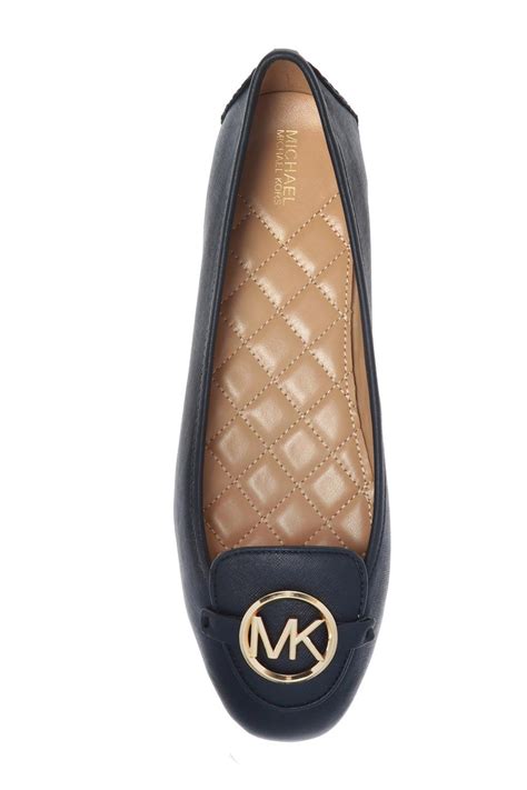 Michael Kors Leather Lillie Ballet Flats In Navy Blue Blue Lyst