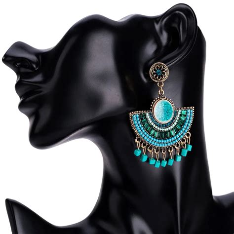 Elegant Bohemian Tassel Earrings For Women Beads Dangle Earrings