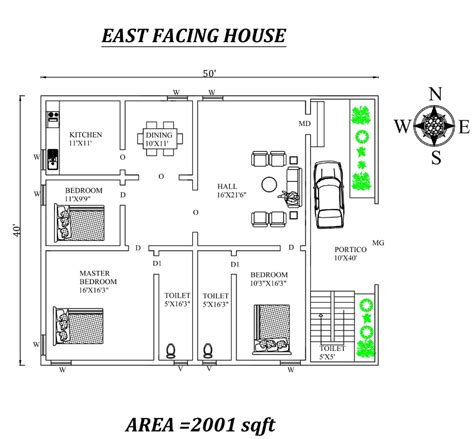 The Floor Plan For An East Facing House