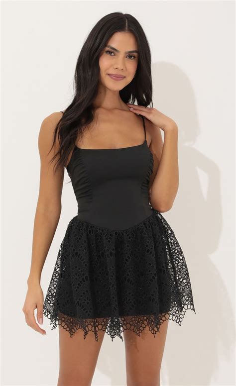 Maddy Fit And Flare Dress In Black Lucy In The Sky
